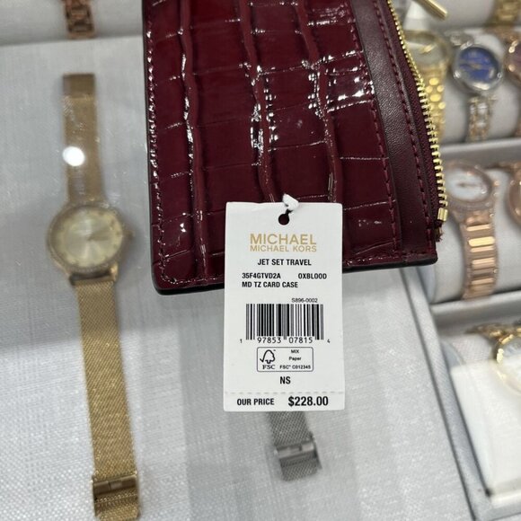 MICHAEL KORS JET SET TRAVEL MEDIUM CARD CASE 35F4GTVD2A OXBLOOD - Picture 6 of 6